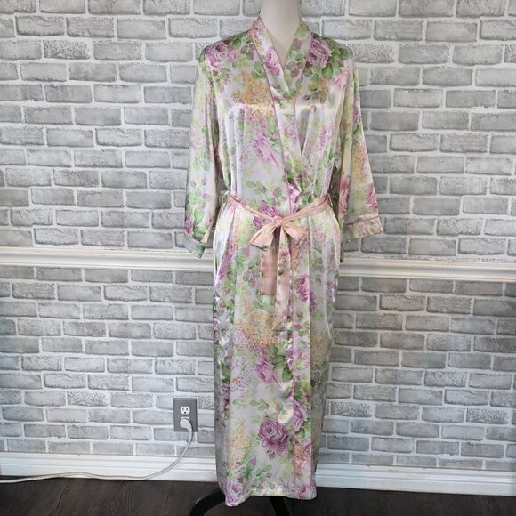 Oscar de la Renta Other - Oscar de la Renta Pink Label Floral Satin Maxi Robe Vintage Y2K Romantic S/M